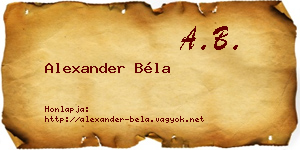 Alexander Béla névjegykártya
