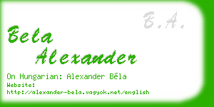 bela alexander business card