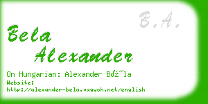 bela alexander business card